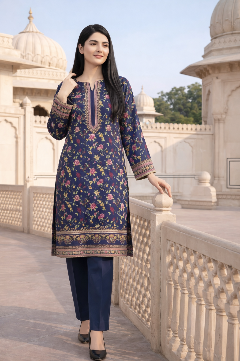 Unstitched Dress for Women – Stylish Lawn Fabric Blue