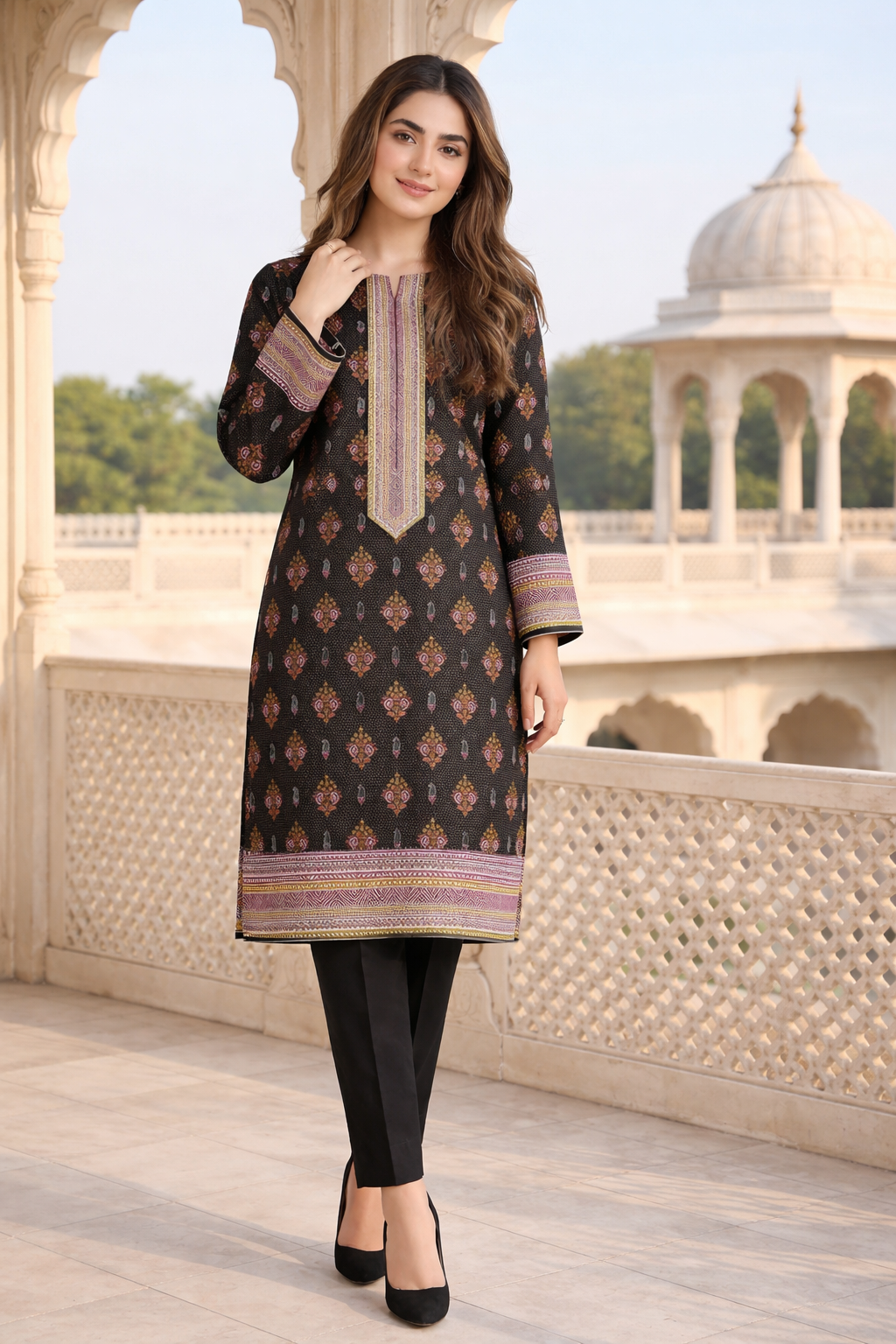 Black Printed 2 Piece Lawn Suit