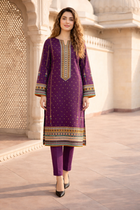 Purple Soft Lawn Printed Summer Dress